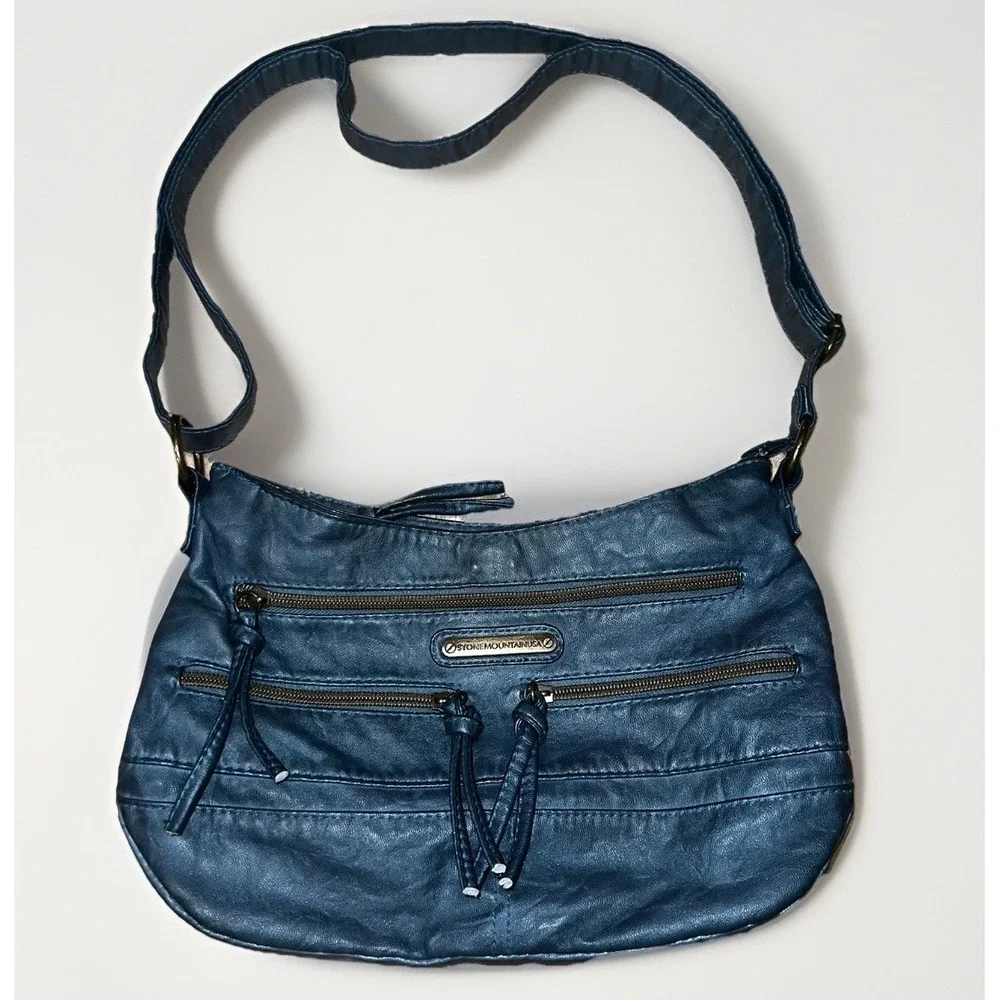 Stone‎ Mountain USA Blue Faux Leather Crossbody Bag